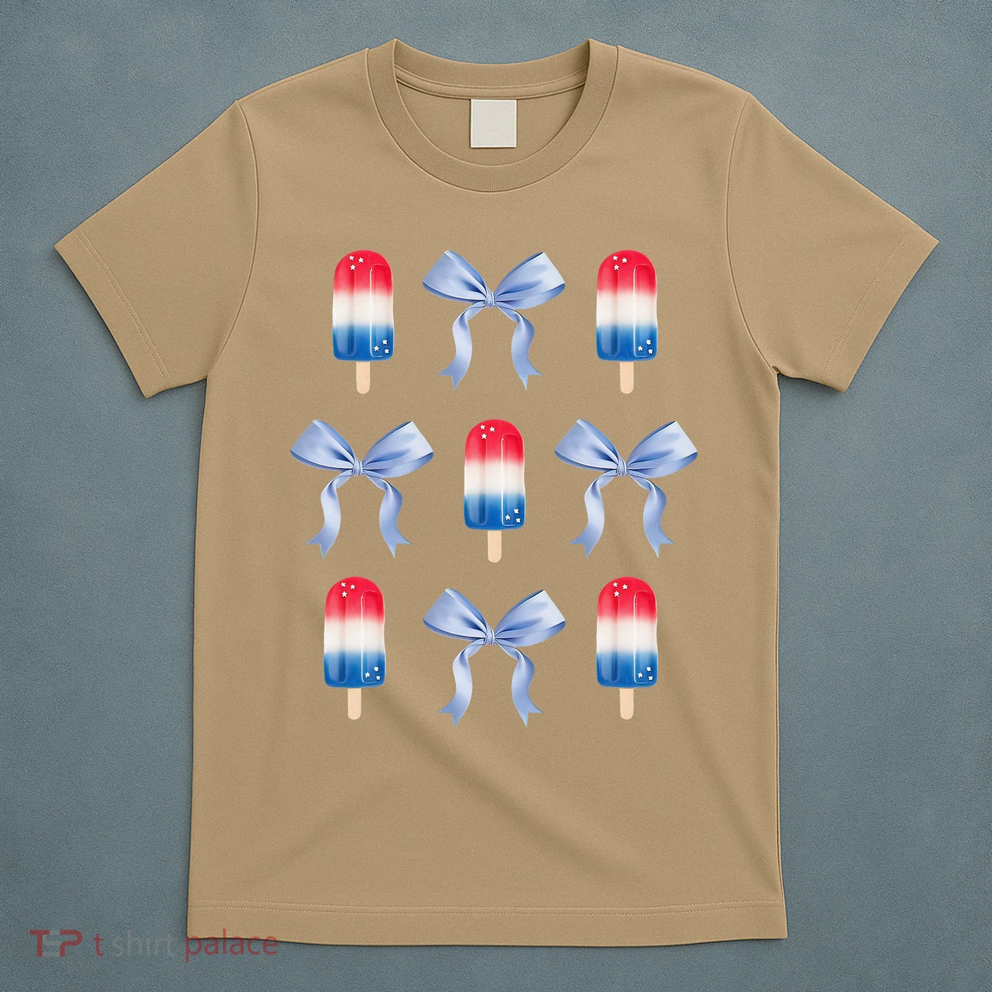 Coquette Bow Preppy 4th Of July Popsicle Bow Girl Women T-Shirt