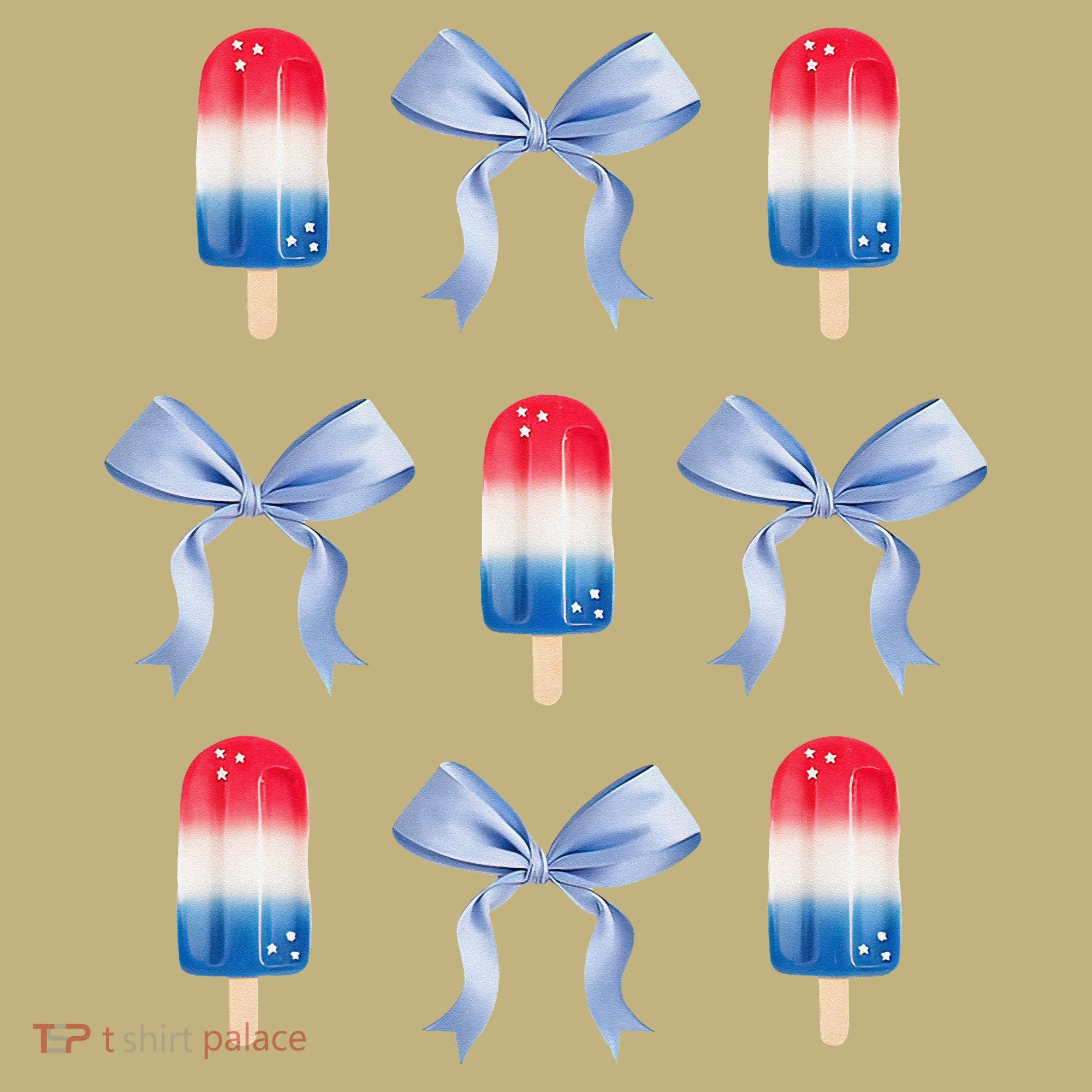 Coquette Bow Preppy 4th Of July Popsicle Bow Girl Women T-Shirt