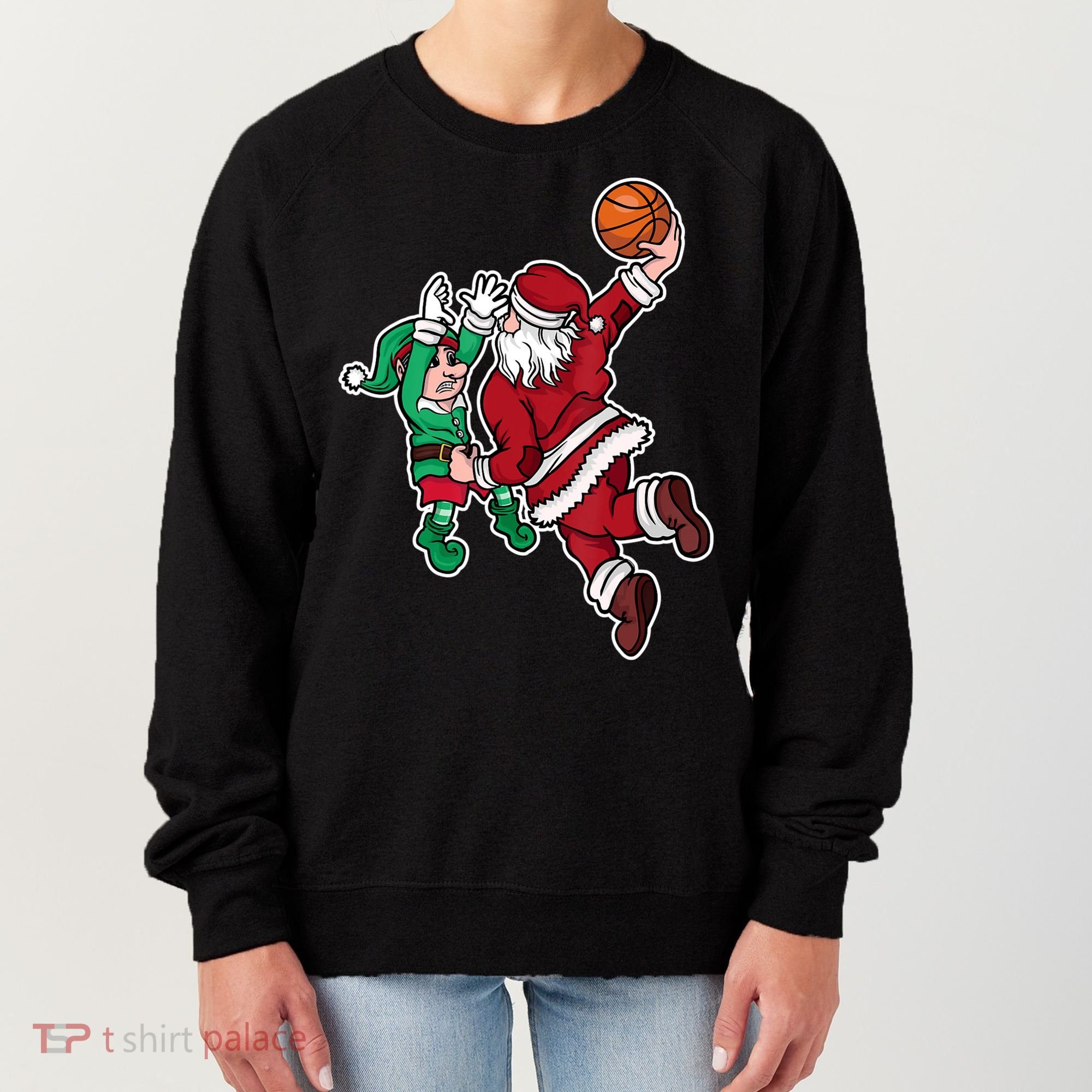 Christmas Basketball Player Santa Claus Dunk Xmas Women's Sweatshirt
