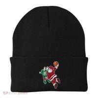 Christmas Basketball Player Santa Claus Dunk Xmas Beanie thumb 0