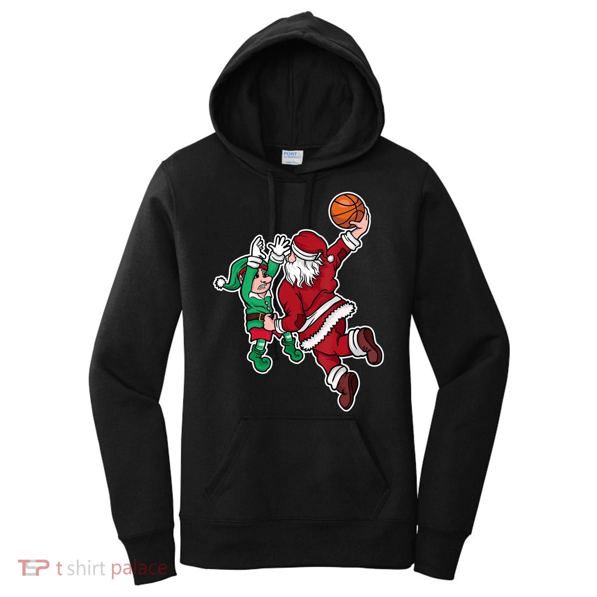 Christmas Basketball Player Santa Claus Dunk Xmas Women's Hoodie