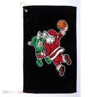 Christmas Basketball Player Santa Claus Dunk Xmas Golf Towel thumb 0