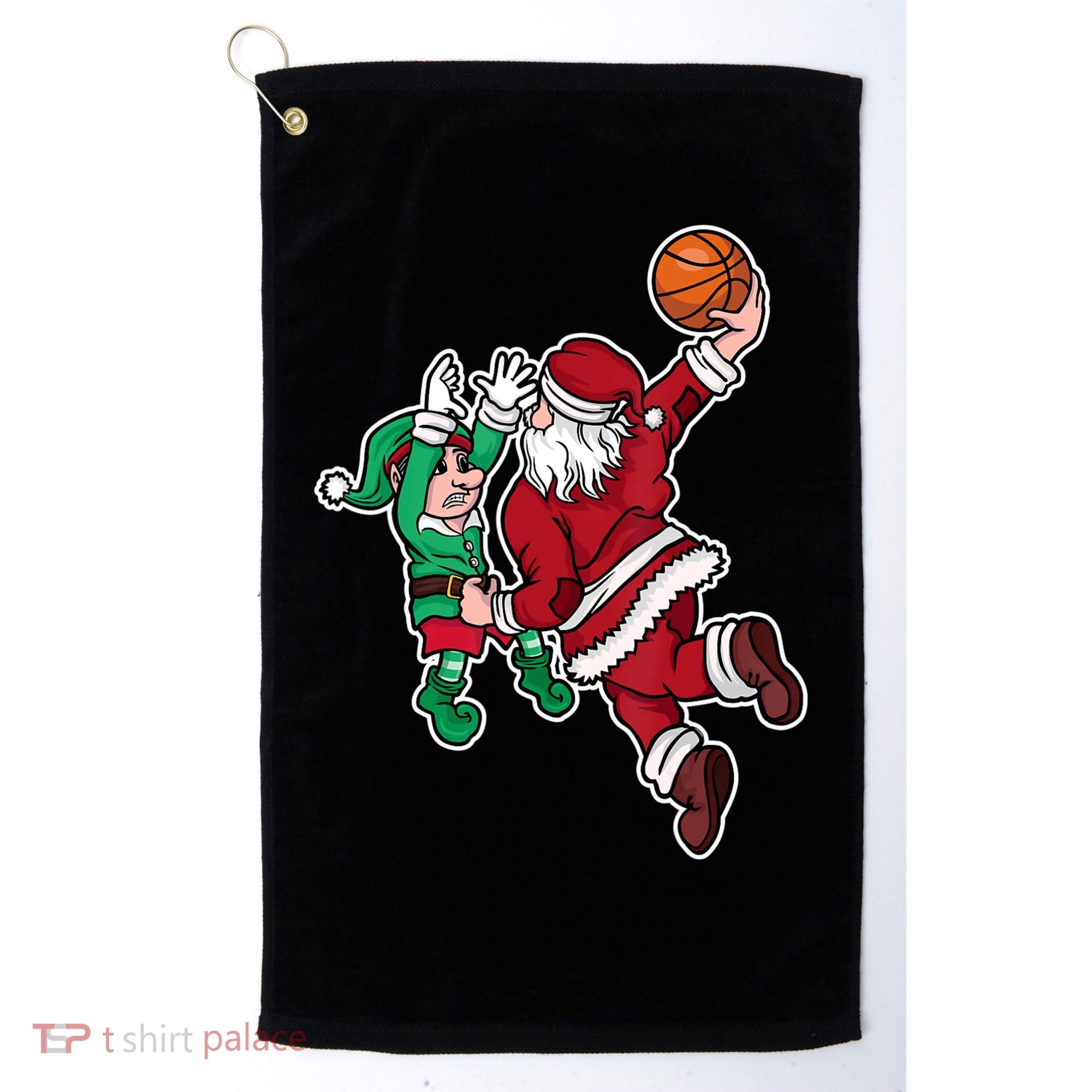 Christmas Basketball Player Santa Claus Dunk Xmas Golf Towel