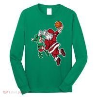 Christmas Basketball Player Santa Claus Dunk Xmas Long Sleeve Shirt thumb 0
