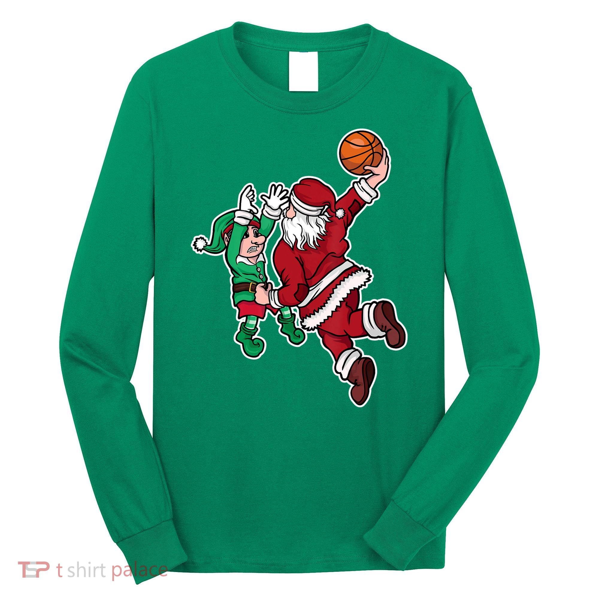 Christmas Basketball Player Santa Claus Dunk Xmas Long Sleeve Shirt