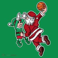 Christmas Basketball Player Santa Claus Dunk Xmas Sweatshirt thumb 3