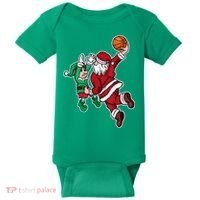 Christmas Basketball Player Santa Claus Dunk Xmas Baby Bodysuit thumb 0