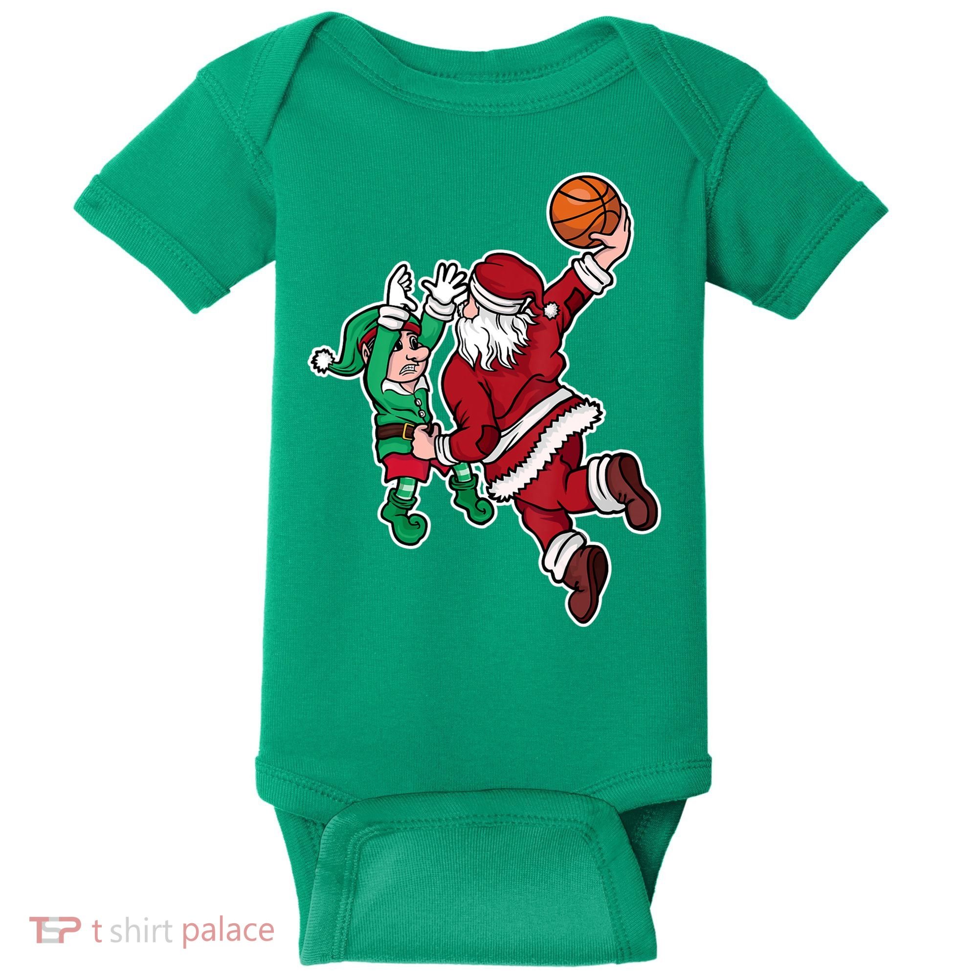 Christmas Basketball Player Santa Claus Dunk Xmas Baby Bodysuit