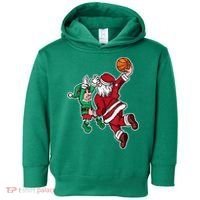 Christmas Basketball Player Santa Claus Dunk Xmas Toddler Hoodie thumb 0