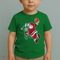Christmas Basketball Player Santa Claus Dunk Xmas Toddler T-Shirt thumb 2
