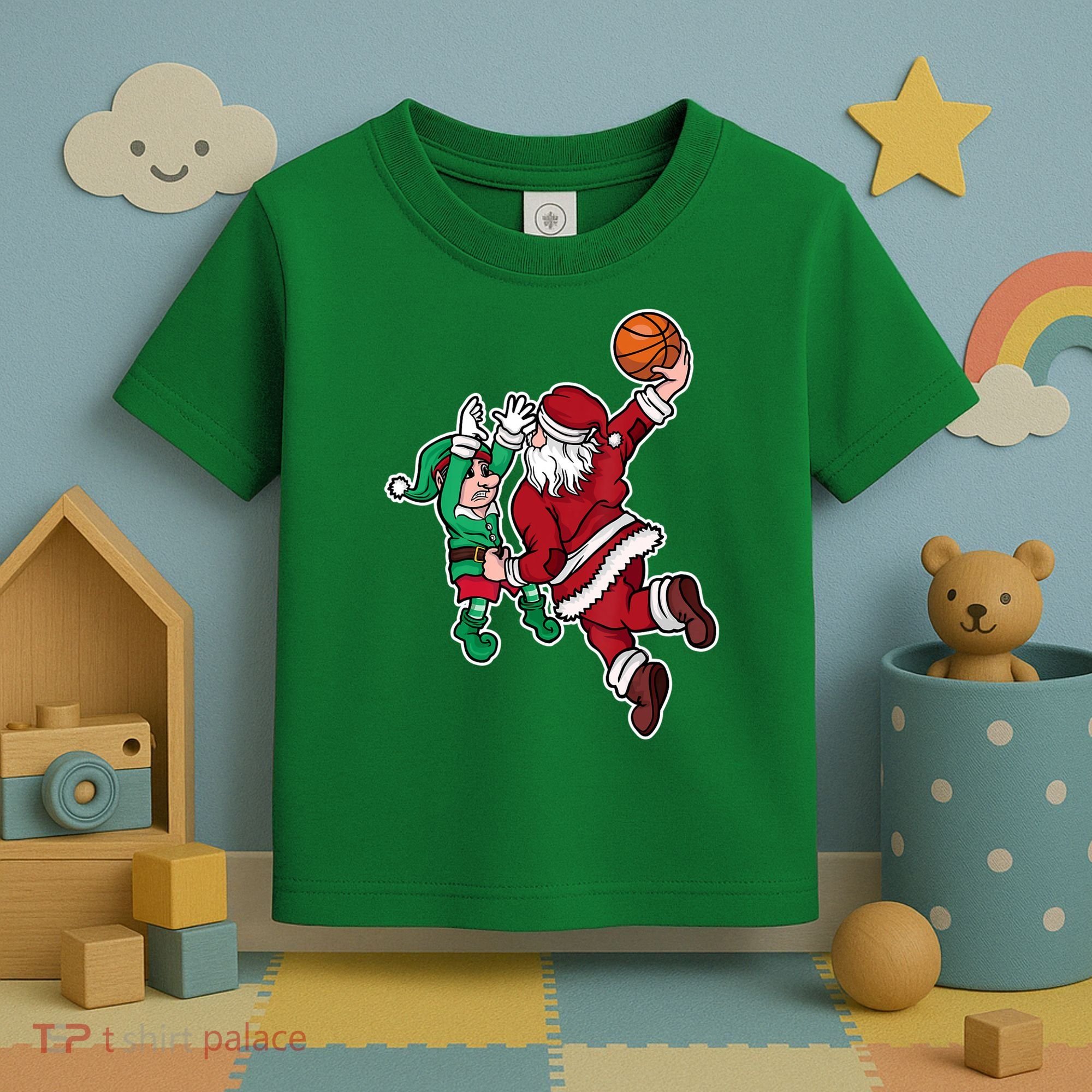 Christmas Basketball Player Santa Claus Dunk Xmas Toddler T-Shirt
