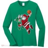 Christmas Basketball Player Santa Claus Dunk Xmas Women's Long Sleeve Shirt thumb 0
