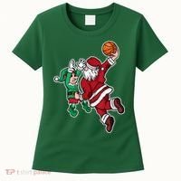 Christmas Basketball Player Santa Claus Dunk Xmas Women's T-Shirt thumb 0