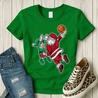 Christmas Basketball Player Santa Claus Dunk Xmas Women's T-Shirt thumb 3
