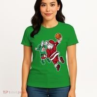 Christmas Basketball Player Santa Claus Dunk Xmas Women's T-Shirt thumb 4