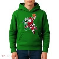 Christmas Basketball Player Santa Claus Dunk Xmas Kids Hoodie thumb 4