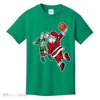 Christmas Basketball Player Santa Claus Dunk Xmas Kids T-Shirt thumb 0