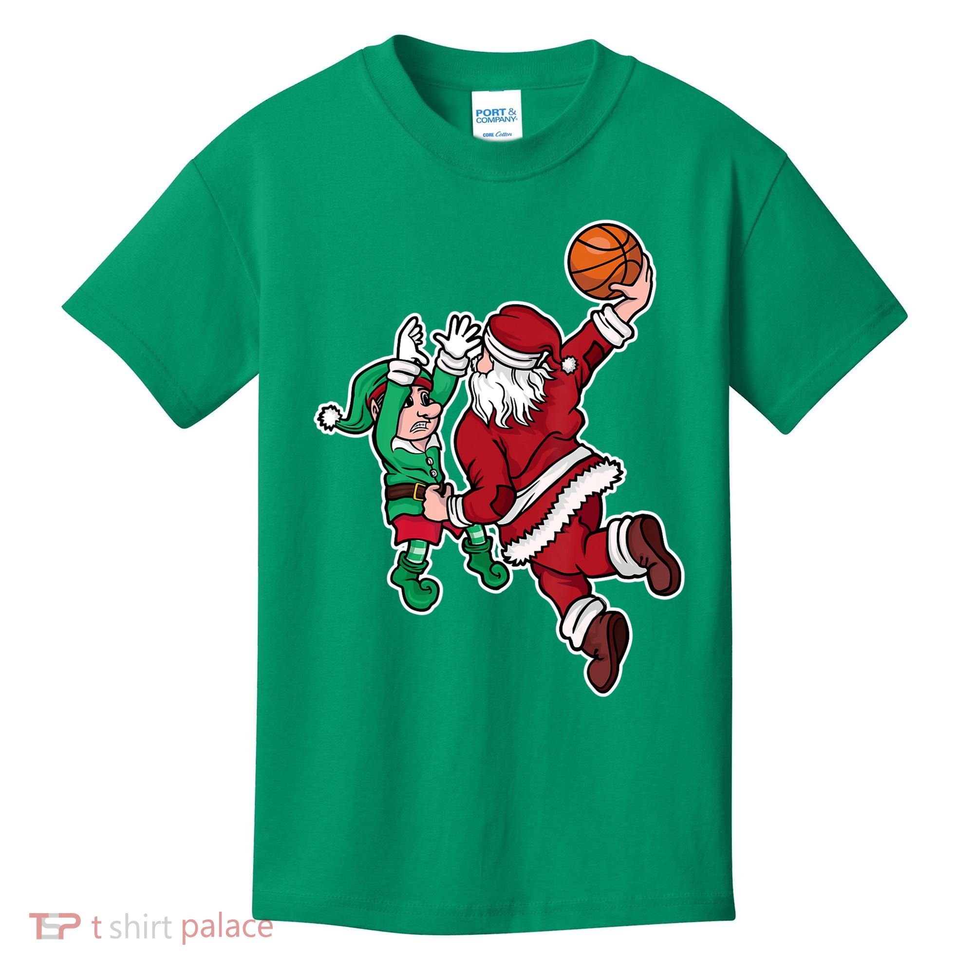Christmas Basketball Player Santa Claus Dunk Xmas Kids T-Shirt