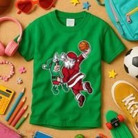 Christmas Basketball Player Santa Claus Dunk Xmas Kids T-Shirt thumb 3