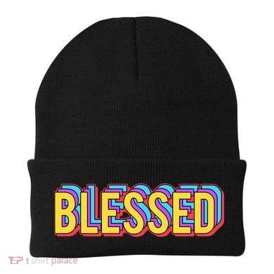 Colorful Blessed Quote Gift Beanie