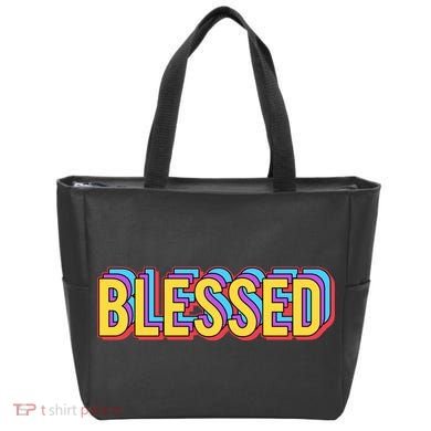 Colorful Blessed Quote Gift Tote Bag