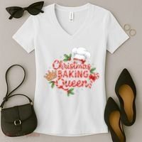 Christmas Baking Queen Women's V-Neck T-Shirt thumb 2