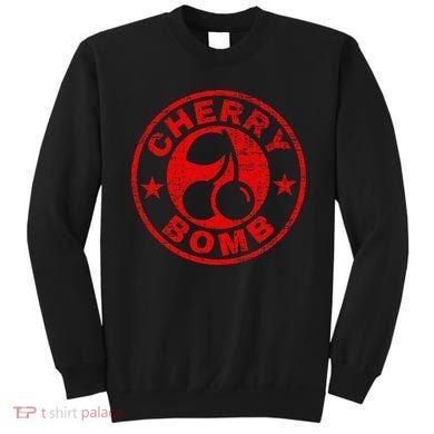Cherry Bomb Retro Cherries Design Distressed Sweatshirt
