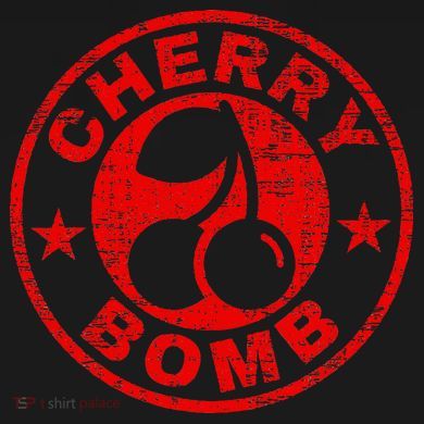 Cherry Bomb Retro Cherries Design Distressed Pom Pom 12in Knit Beanie