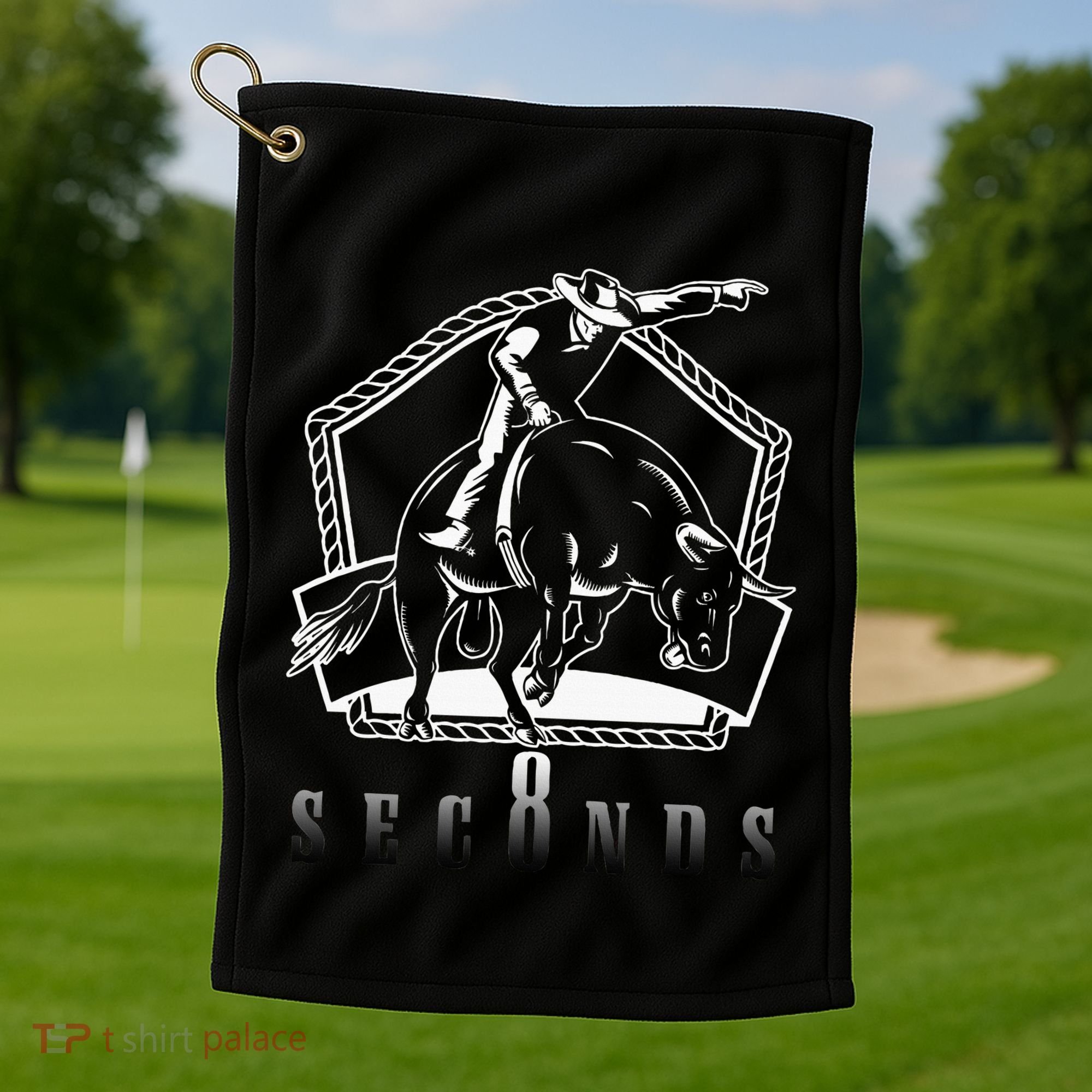 Cowboy Bull Riding Ask Me In Eight Seconds Golf Towel