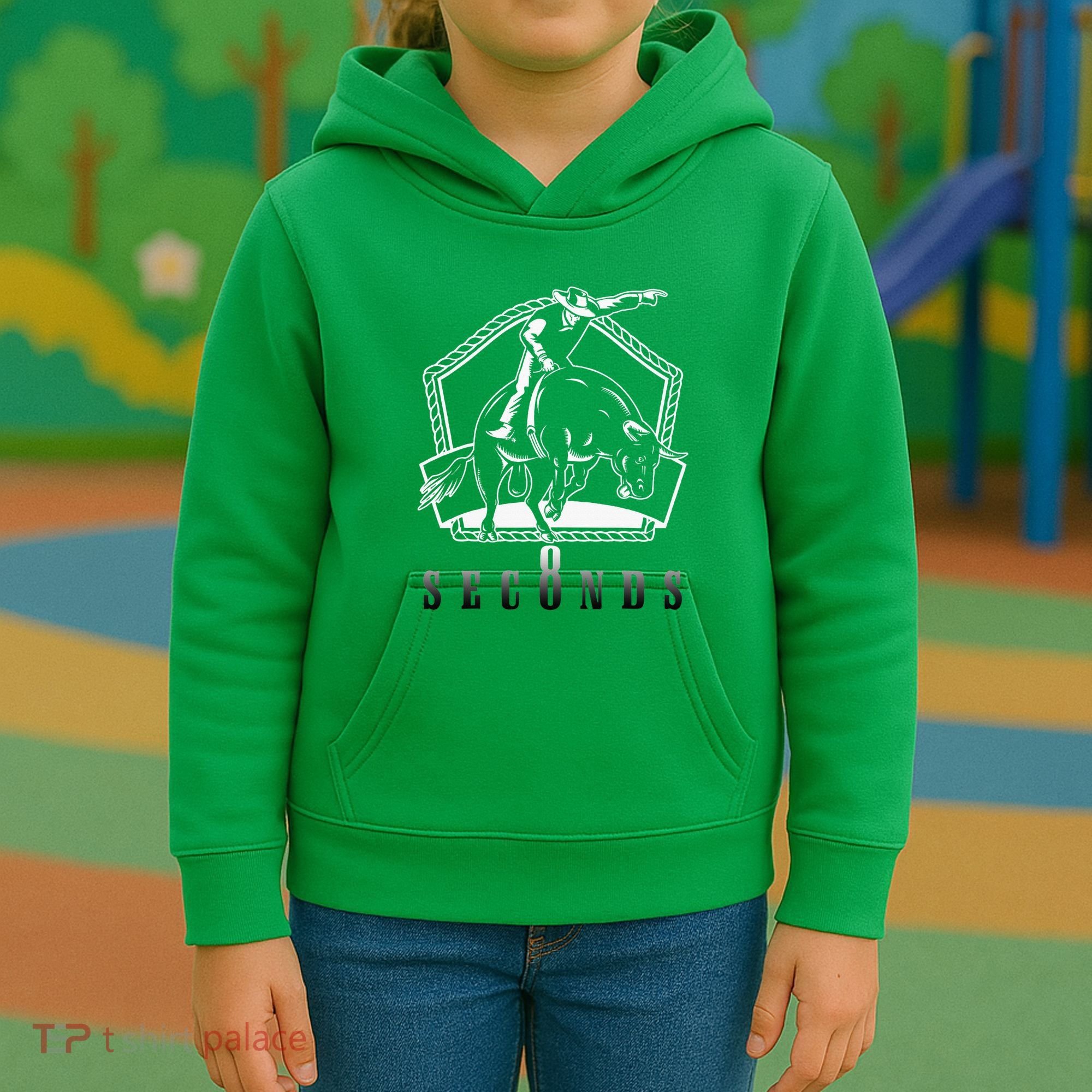 Cowboy Bull Riding Ask Me In Eight Seconds Kids Hoodie