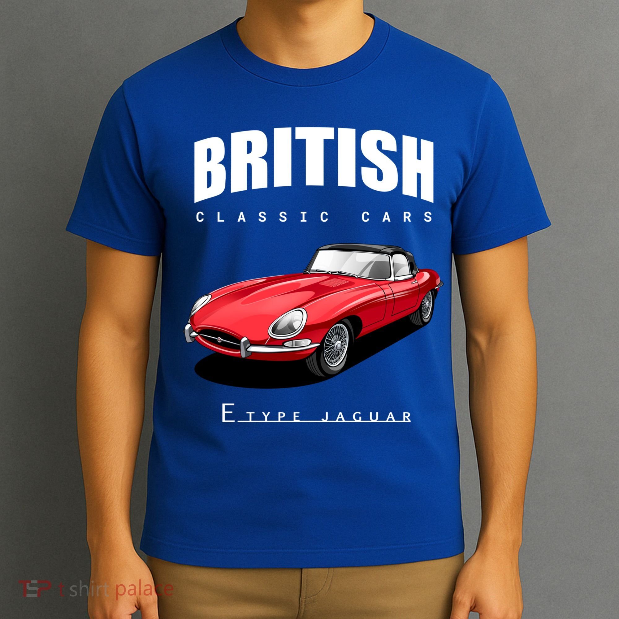 Classic British Red Etype Jaguar Convertible Sports Car Gift T-Shirt
