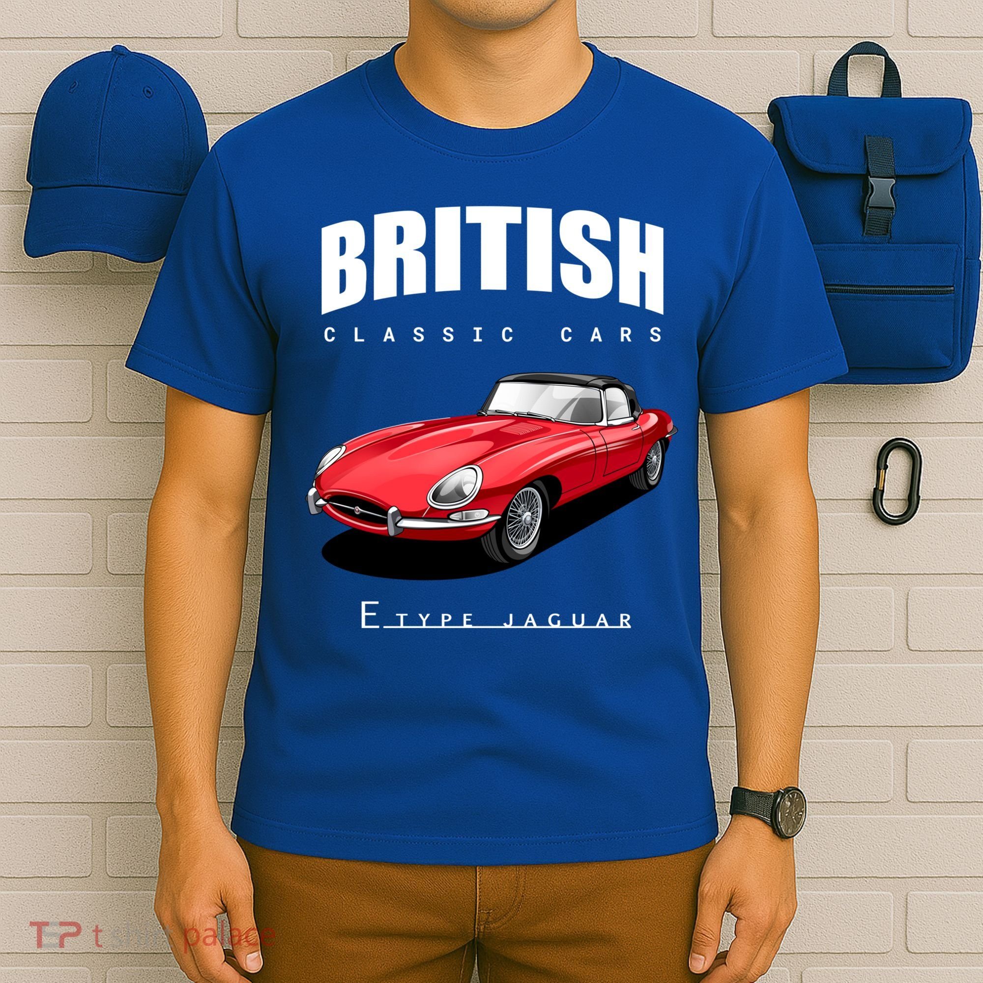 Classic British Red Etype Jaguar Convertible Sports Car Gift T-Shirt