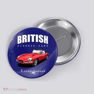 Classic British Red Etype Jaguar Convertible Sports Car Gift Button