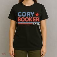 Cory Booker Retro Stripe Cory Booker For President 2028 T-Shirt thumb 4