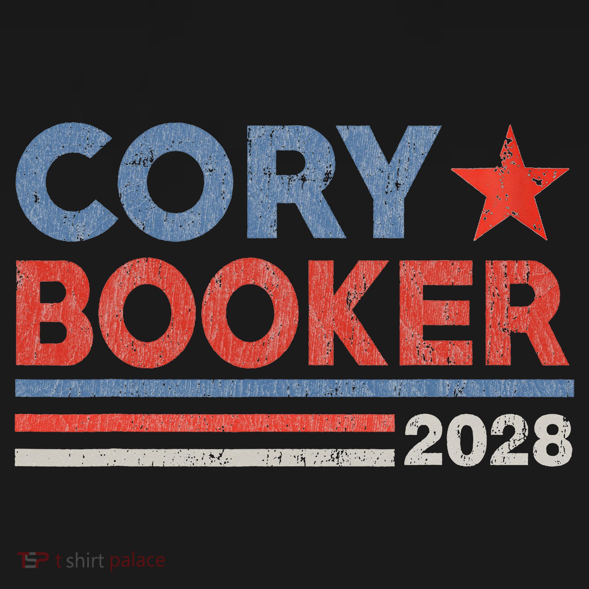 Cory Booker Retro Stripe Cory Booker For President 2028 T-Shirt