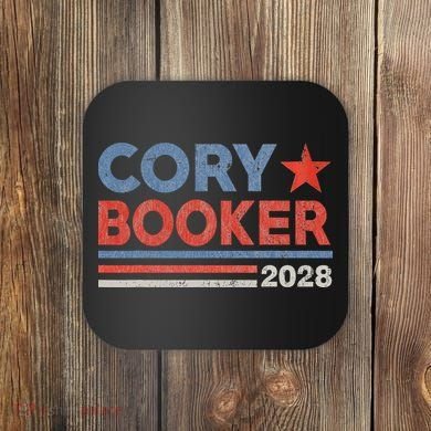 Cory Booker Retro Stripe Cory Booker For President 2028 Coaster