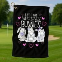 Cool Bunny Rabbit Gift Just A Girl Who Loves Bunnies Gift Golf Towel thumb 1