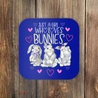 Cool Bunny Rabbit Gift Just A Girl Who Loves Bunnies Gift Coaster thumb 0
