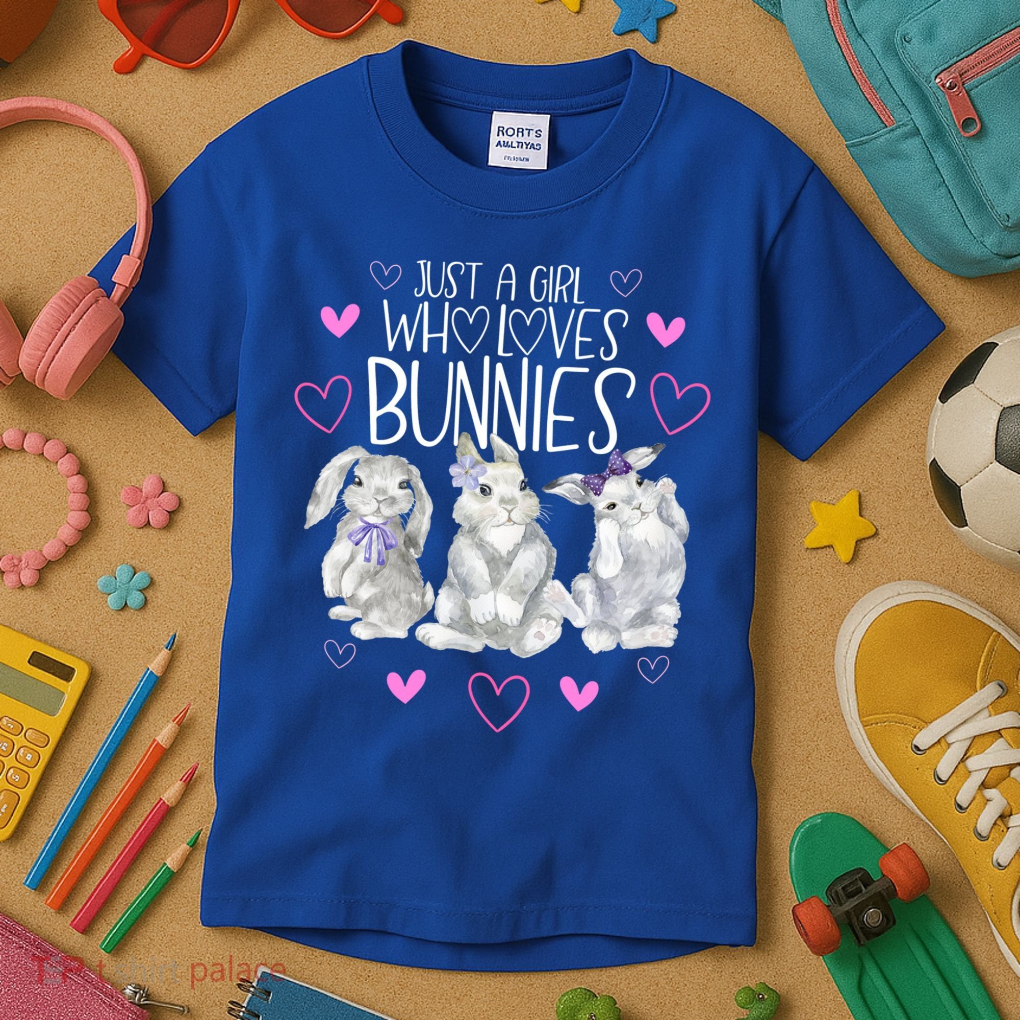 Cool Bunny Rabbit Gift Just A Girl Who Loves Bunnies Gift Kids T-Shirt
