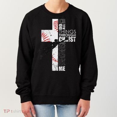 Christian Baseball Religious Cross Graphic Women's Sweatshirt