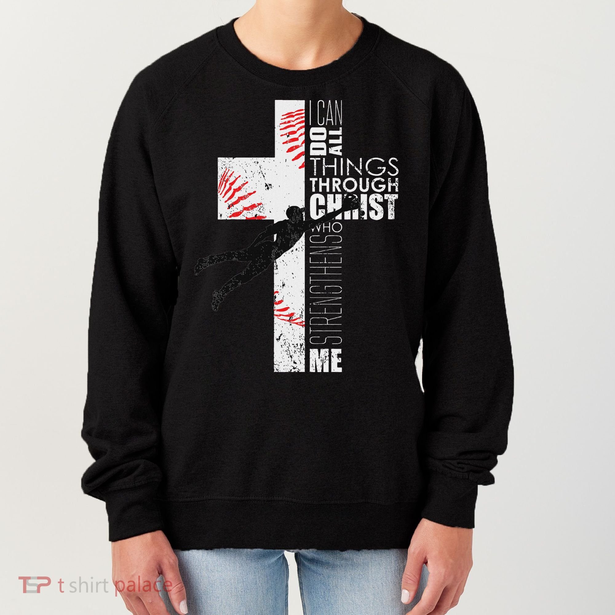 Christian Baseball Religious Cross Graphic Women's Sweatshirt