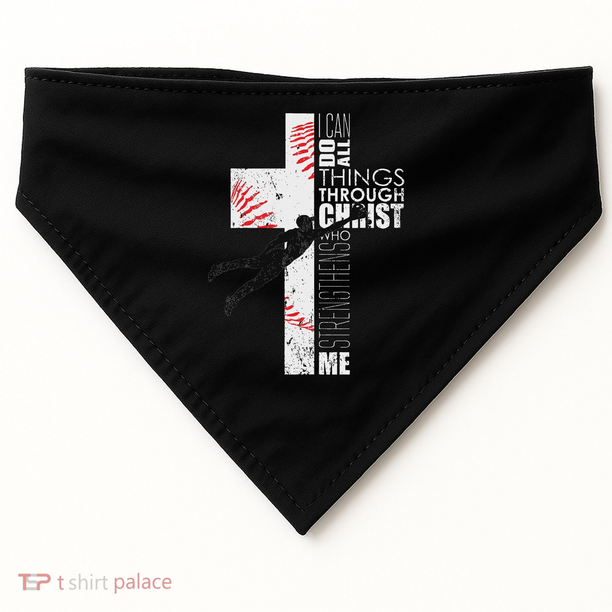 Christian Baseball Religious Cross Graphic USA-Made Doggie Bandana
