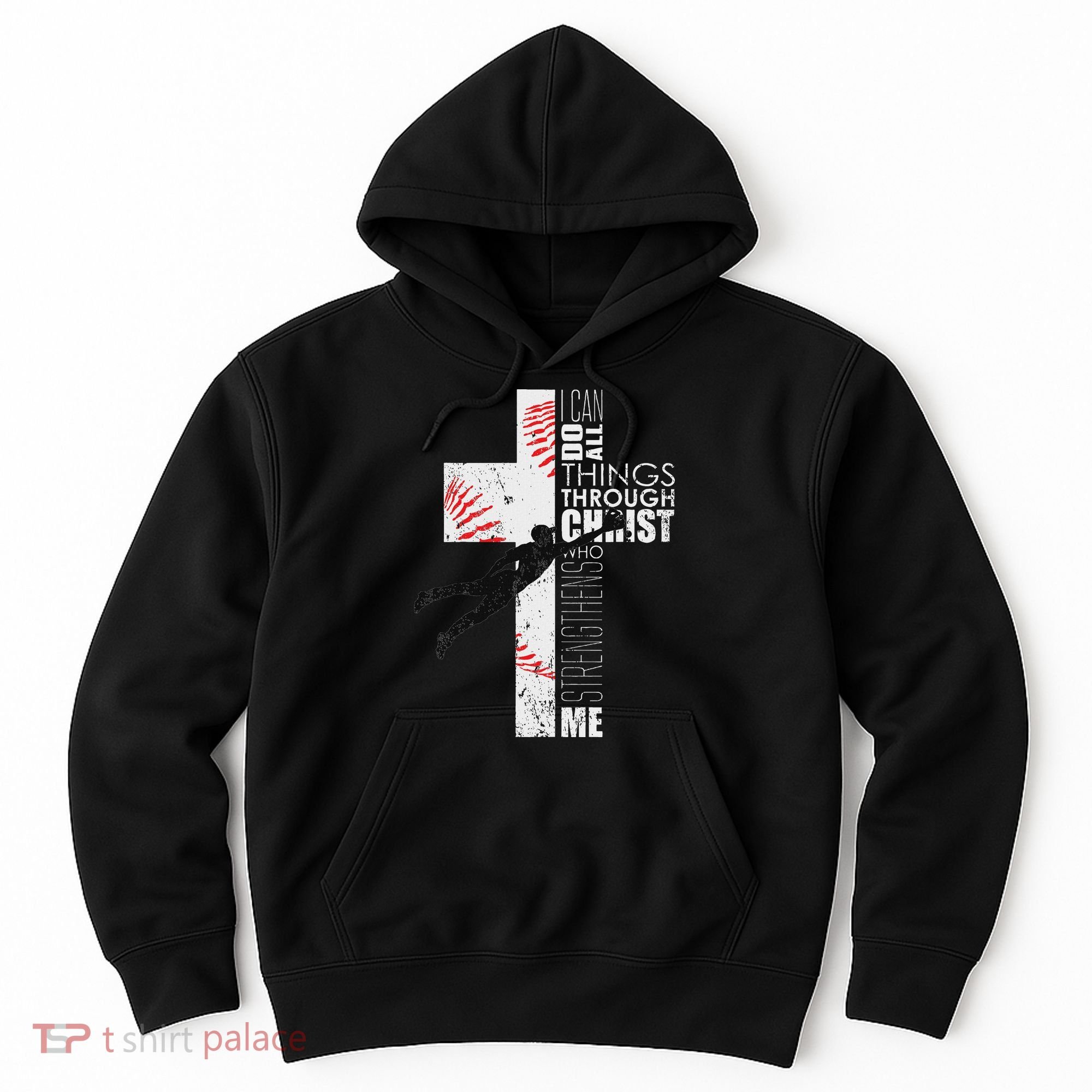 Christian Baseball Religious Cross Graphic Hoodie
