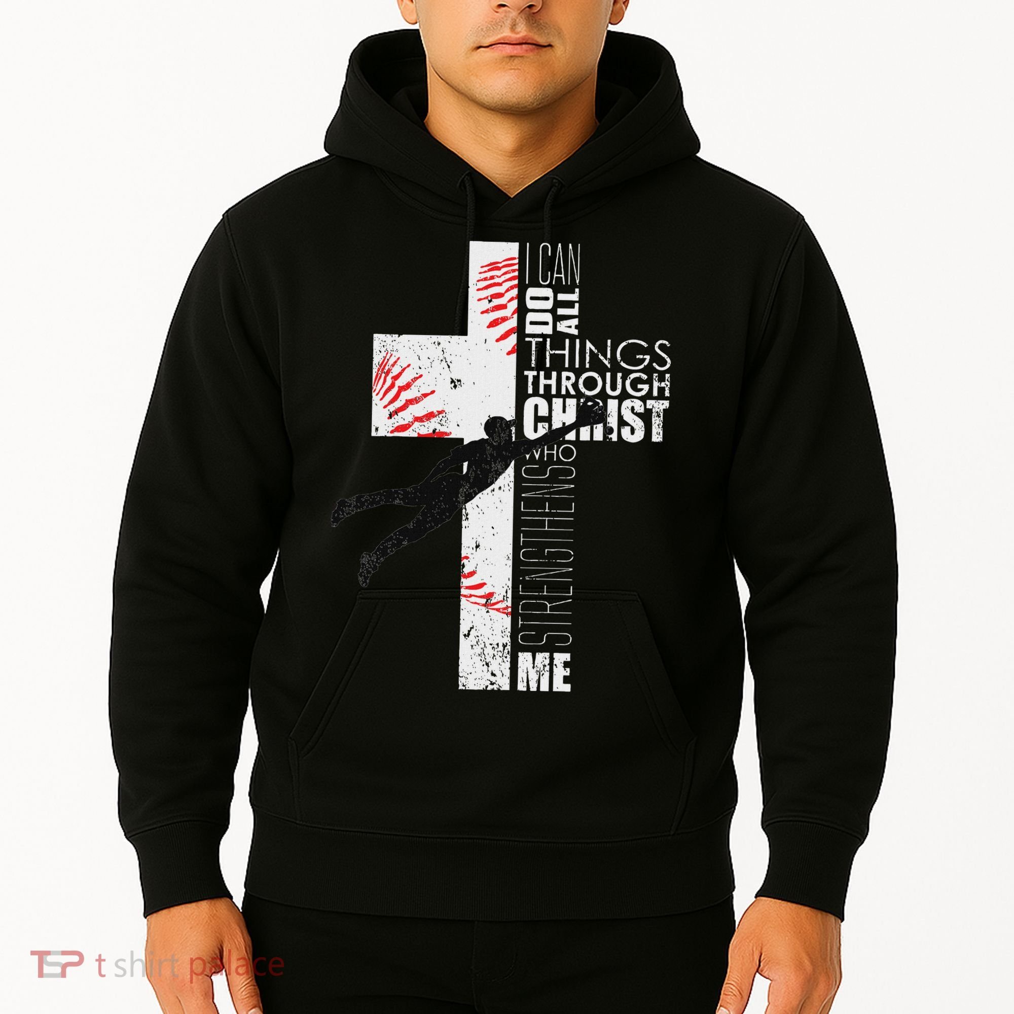 Christian Baseball Religious Cross Graphic Hoodie