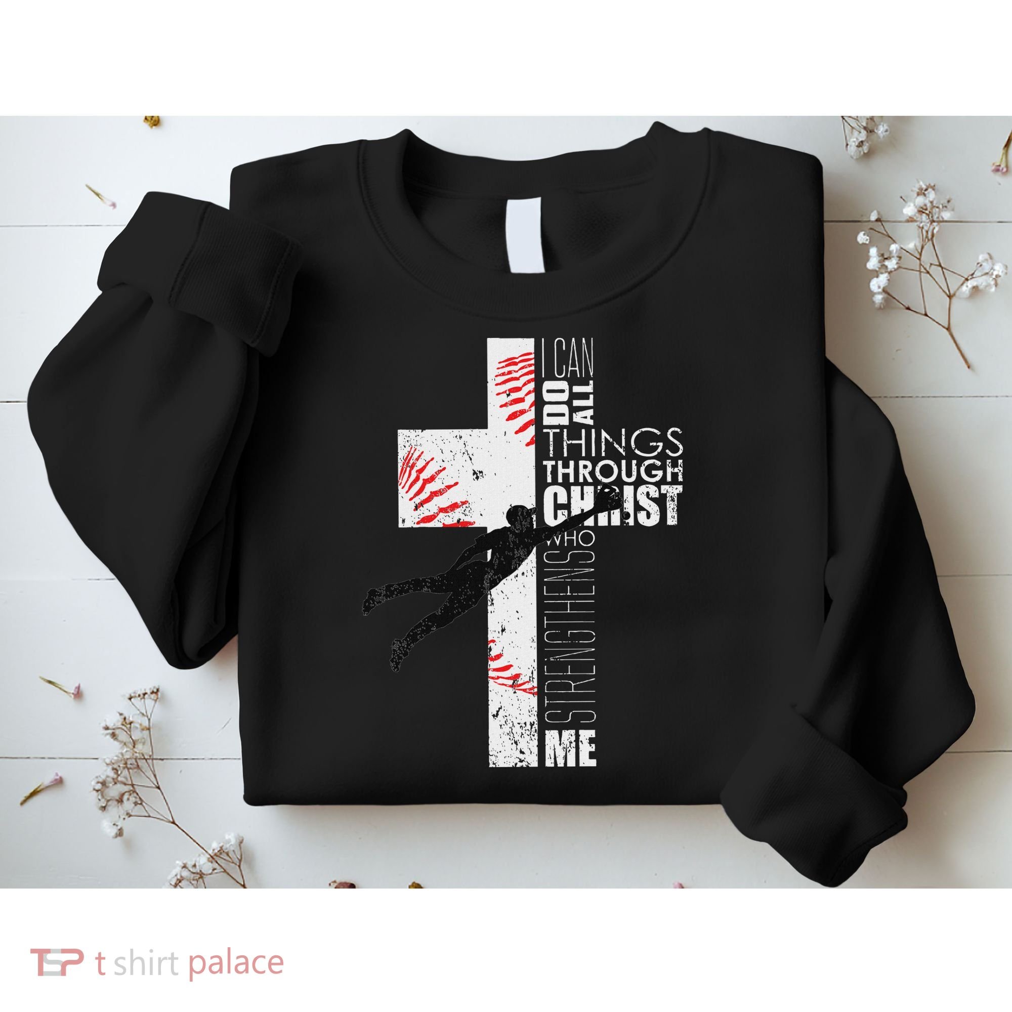 Christian Baseball Religious Cross Graphic Sweatshirt