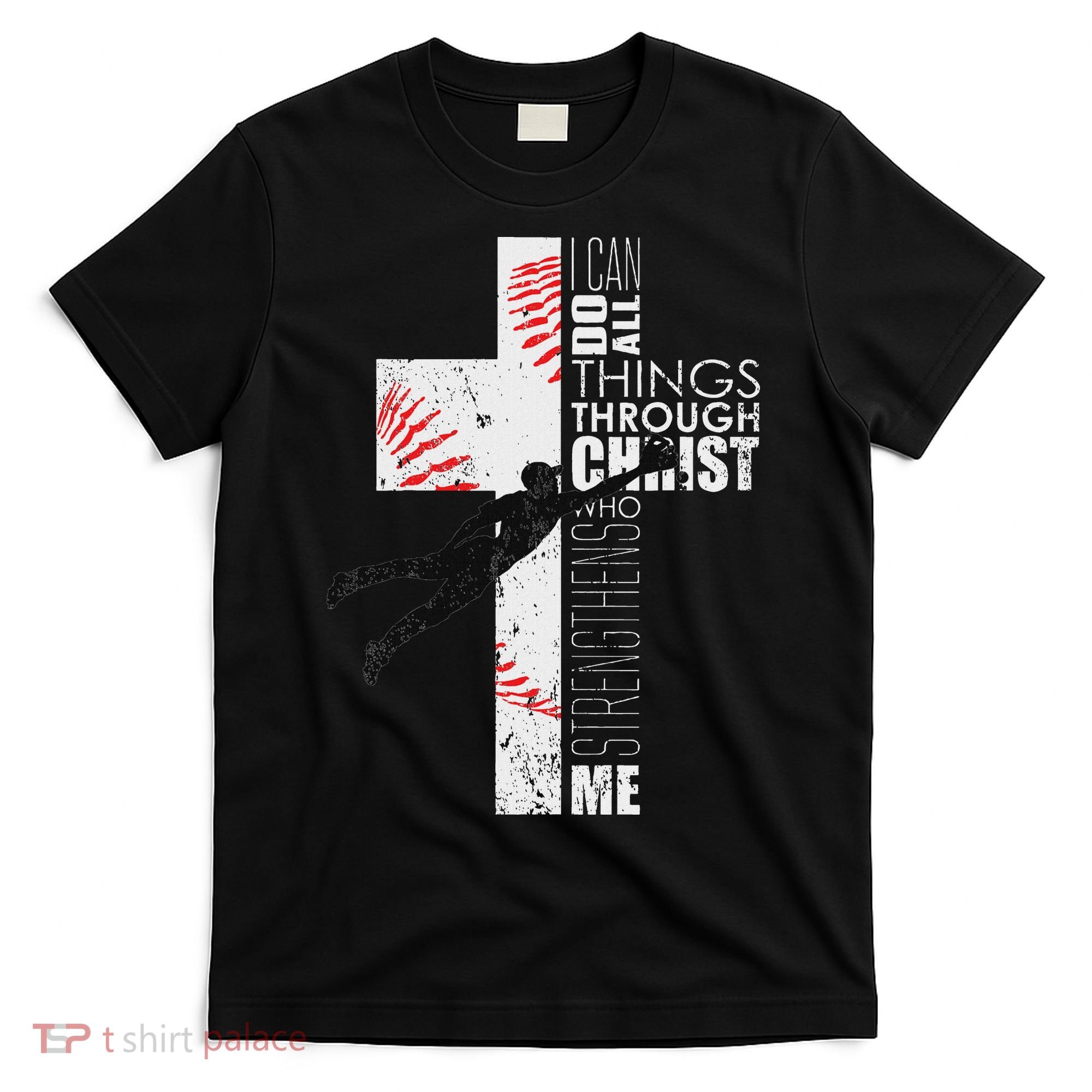 Christian Baseball Religious Cross Graphic T-Shirt