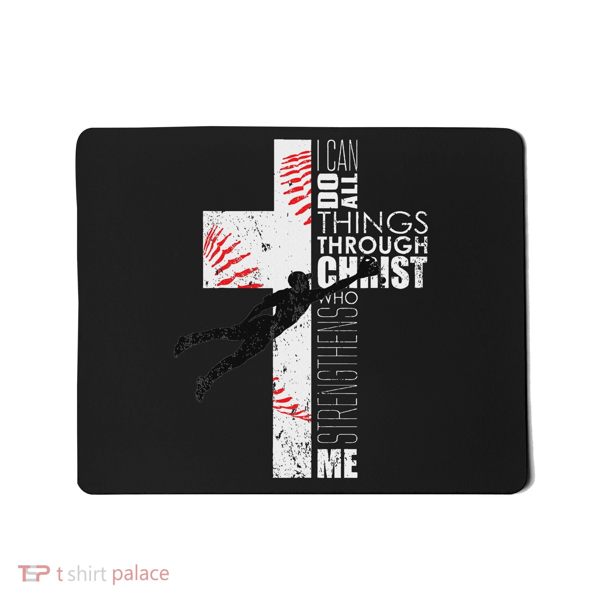 Christian Baseball Religious Cross Graphic Mousepad