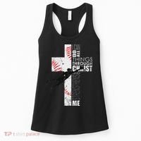 Christian Baseball Religious Cross Graphic Women's Tank Top thumb 0