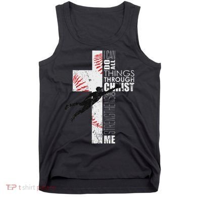 Christian Baseball Religious Cross Graphic Tank Top