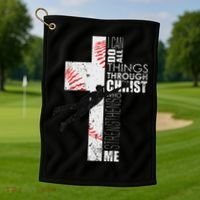 Christian Baseball Religious Cross Graphic Golf Towel thumb 1